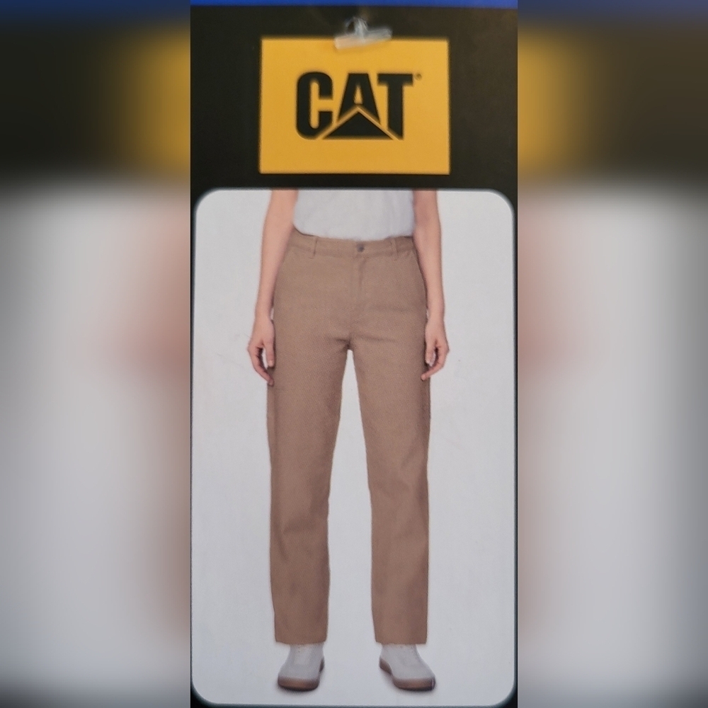 Cat Caterpillar Ladie's Beige Straight Leg Painter Work Pants, Size 10, NWT